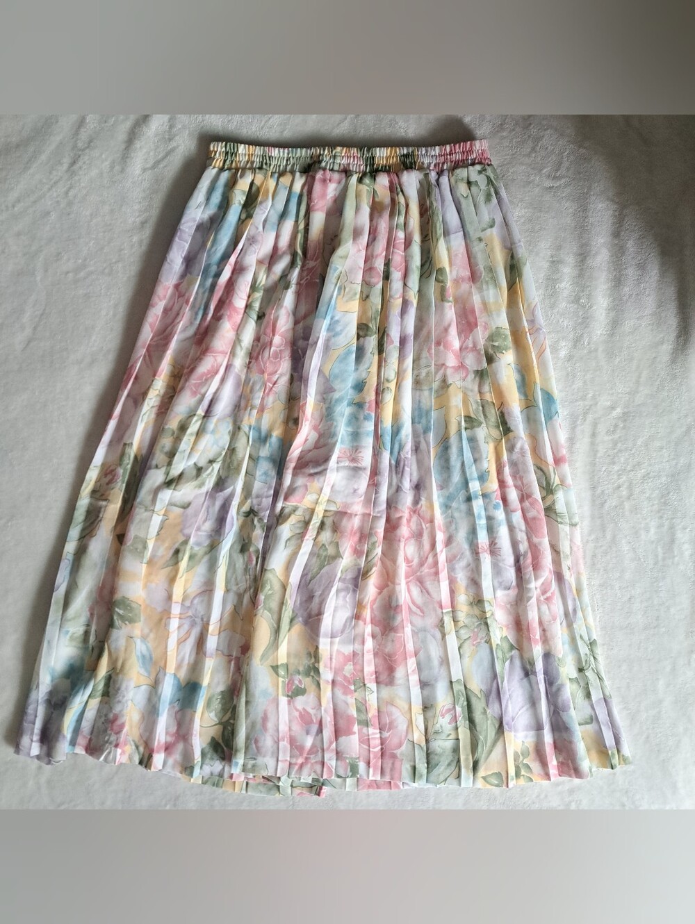 Alfred Dunnet Pastel Floral Pleated Midi Skirt - Women's Size 12